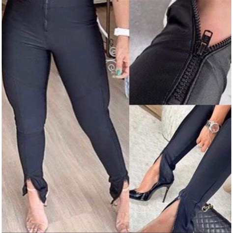 calça prada preta com zíper|Calça Modelo Prada Power Com Zíper na Cintura e nas Barras .